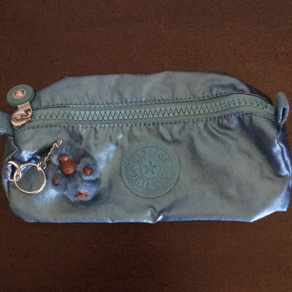 Metallic turquoise Kipling pencil case